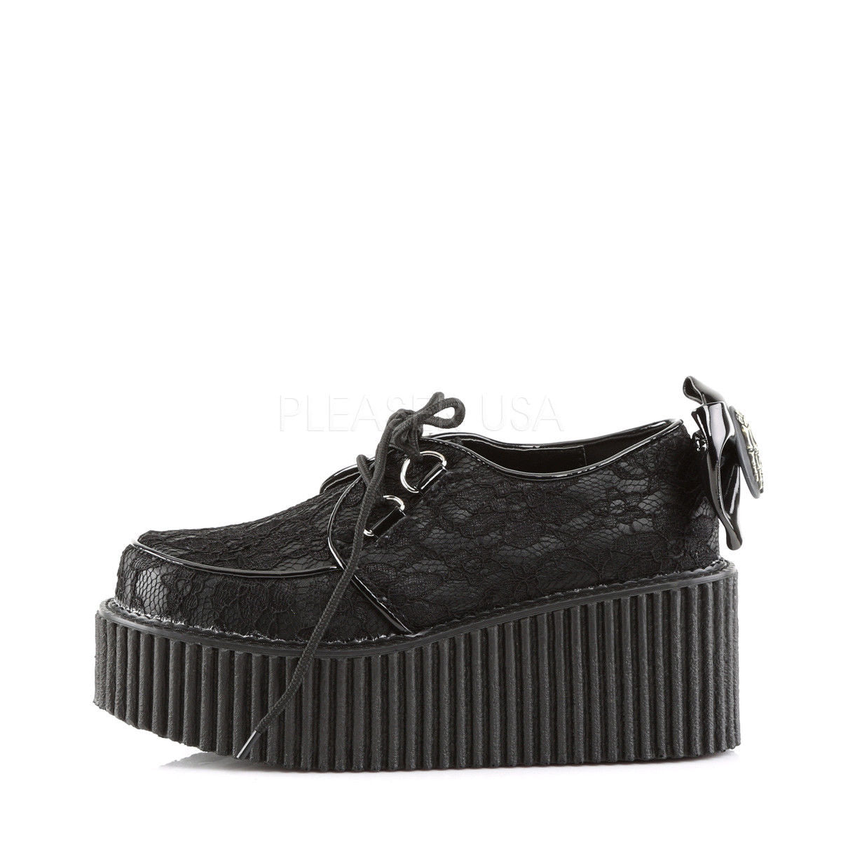 DEMONIA Creeper-212 Goth Black Vegan Leather Lace Skeleton Hand Platforms Shoes - A Shoe Addiction