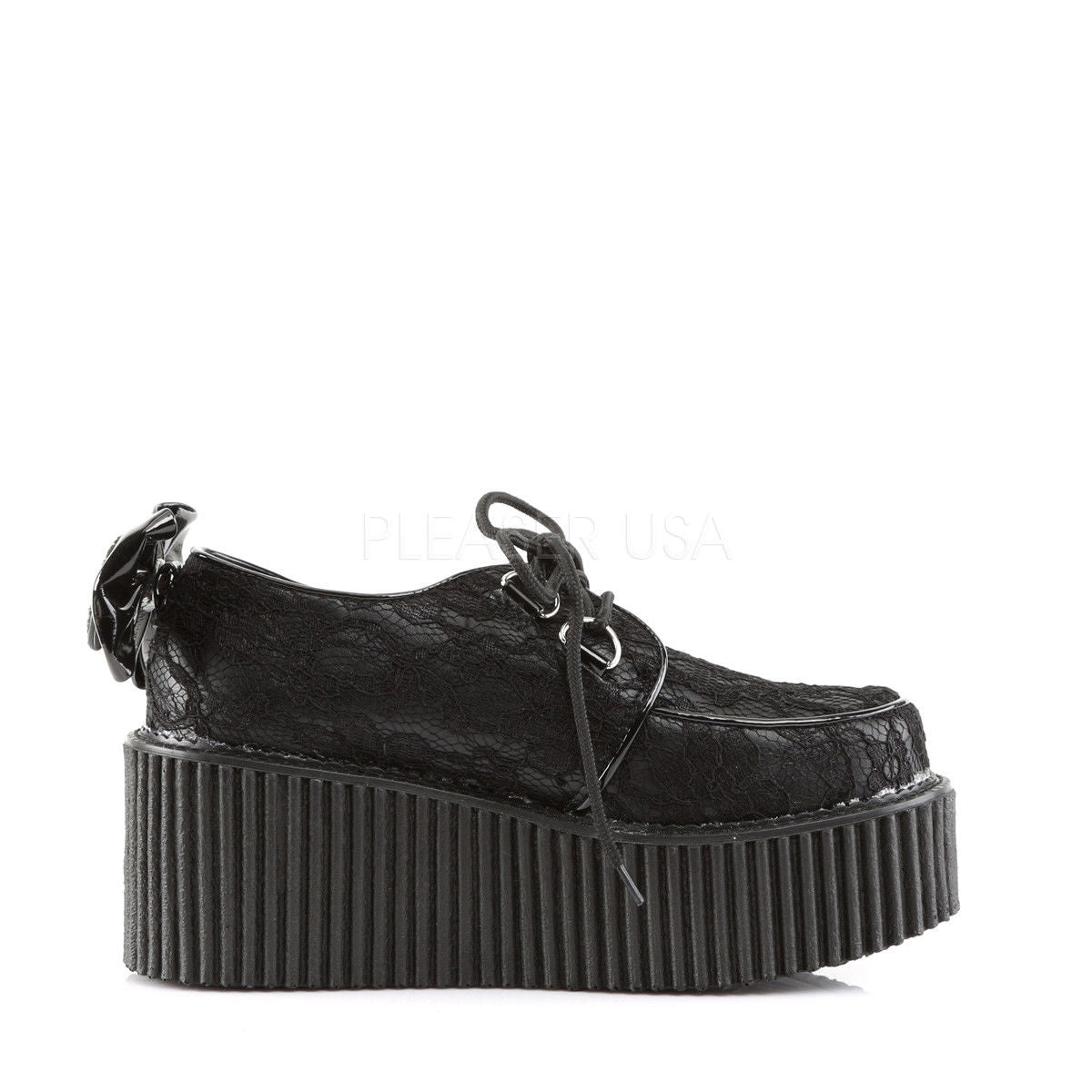 DEMONIA Creeper-212 Goth Black Vegan Leather Lace Skeleton Hand Platforms Shoes - A Shoe Addiction