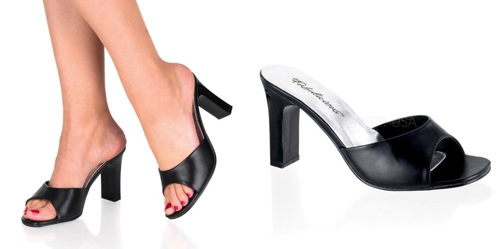 FABULICIOUS Romance-301-2 Slides Sandals 3.25" Heels Drag Women's Size 4-15 - A Shoe Addiction