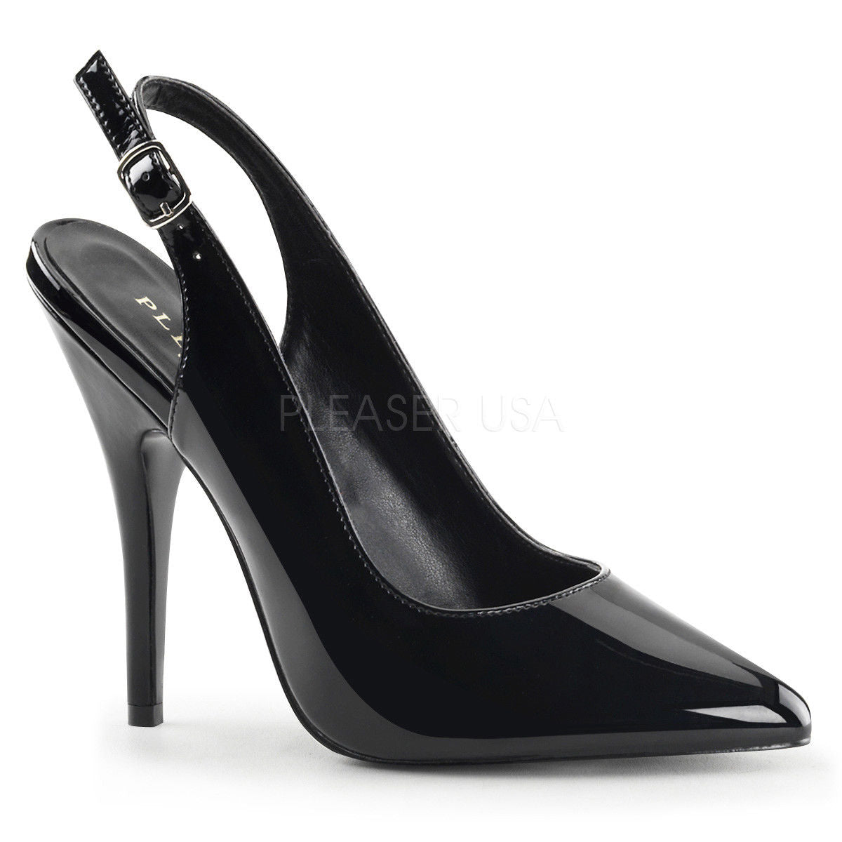 PLEASER Seduce-317 Black Slingbacks Pumps 5" Heels Drag Women's Plus Size 4-15 - A Shoe Addiction