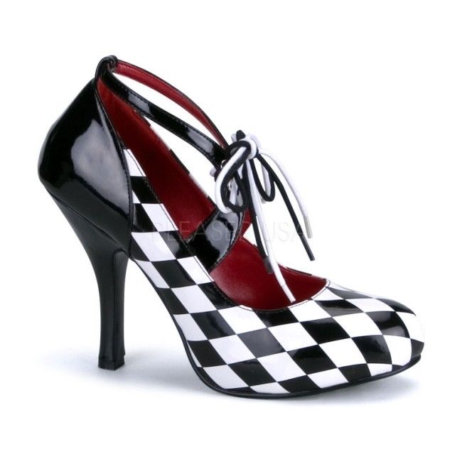 FUNTASMA Harlequin-03 Black White Checkers Racecar Retro Halloween Costume Heels - A Shoe Addiction
