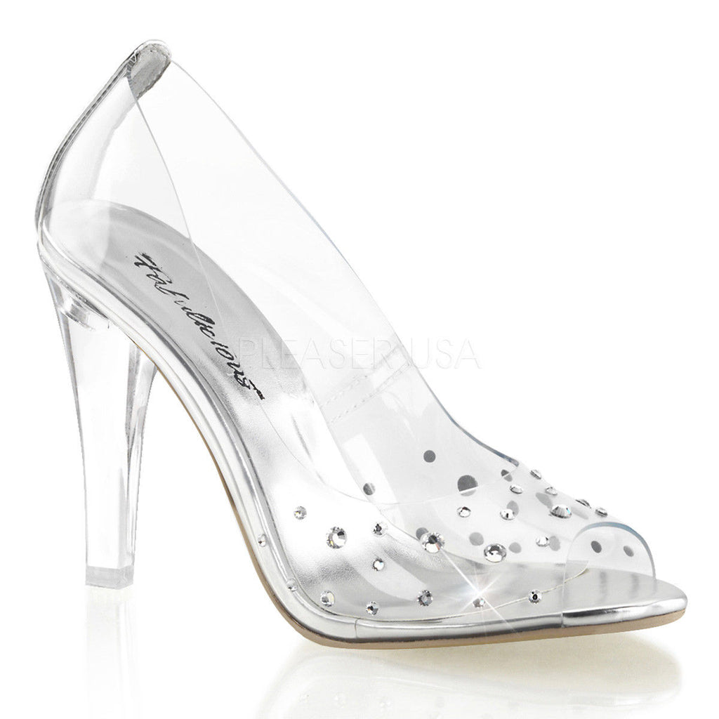 FABULICIOUS Clearly-420 Clear Rhinestones Wedding Formal Cinderella 4.5" Heels - A Shoe Addiction
