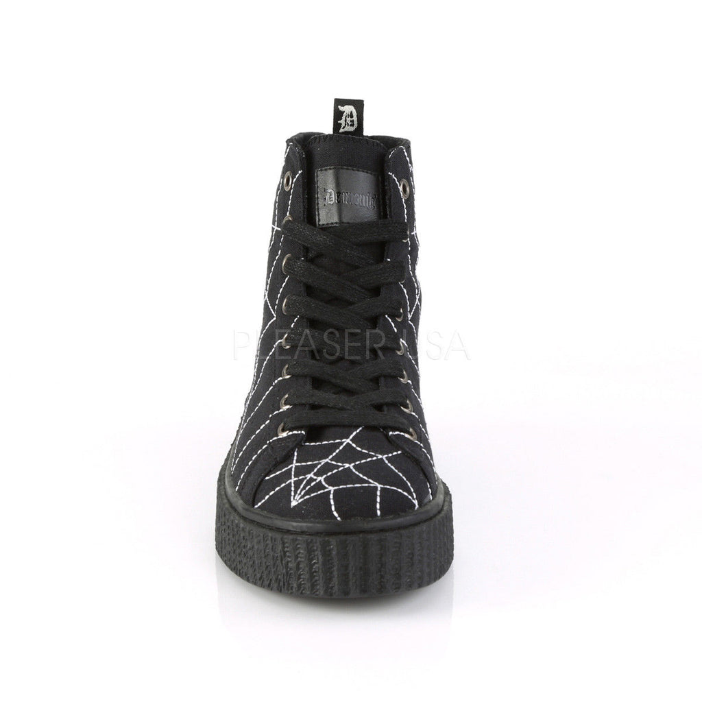 DEMONIA Sneeker-250 Men's Mens Unisex Goth Spider Web High Top Creeper Sneakers - A Shoe Addiction