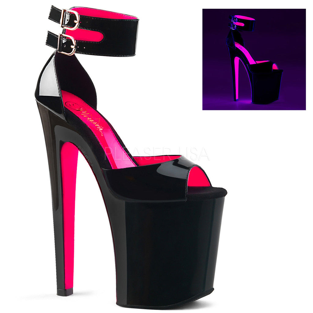 PLEASER Xtreme-875TT 2 Tone d'Orsay Cuff Stripper Dancer Platforms 8" High Heels - A Shoe Addiction
