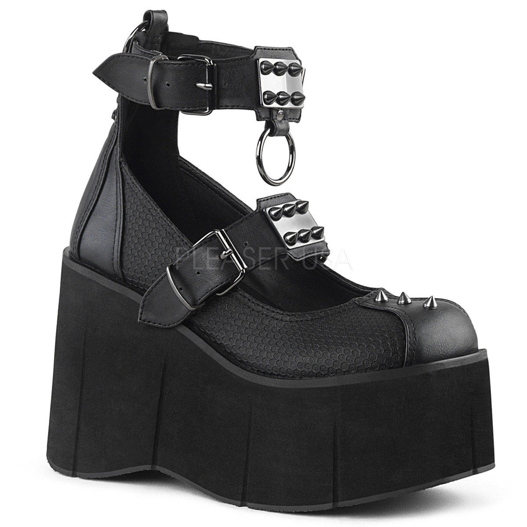 DEMONIA Kera-12 Goth Mary Jane O-Ring Metal Plates Spikes Platform Shoes Heels - A Shoe Addiction
