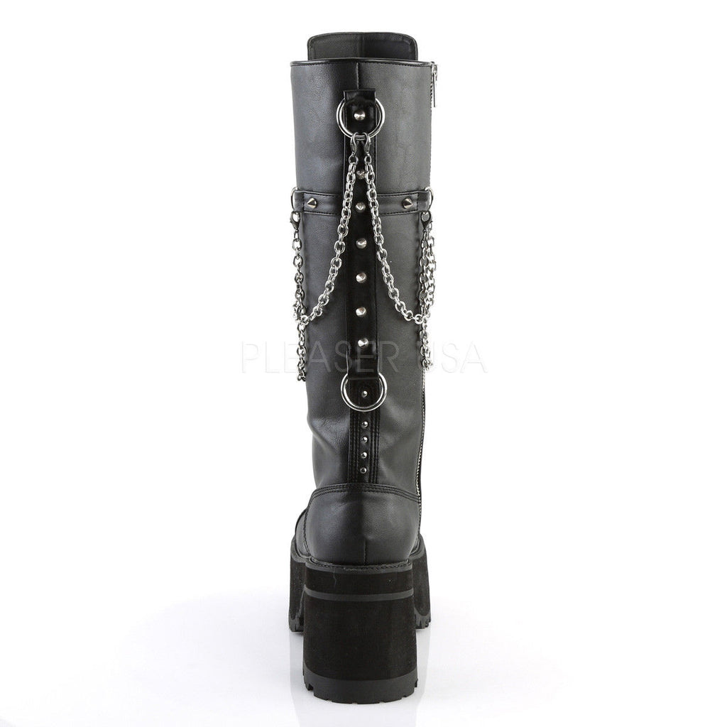 DEMONIA Ranger-303 Chain Strap Goth Punk Men's Unisex Combat Platform Knee Boots - A Shoe Addiction
