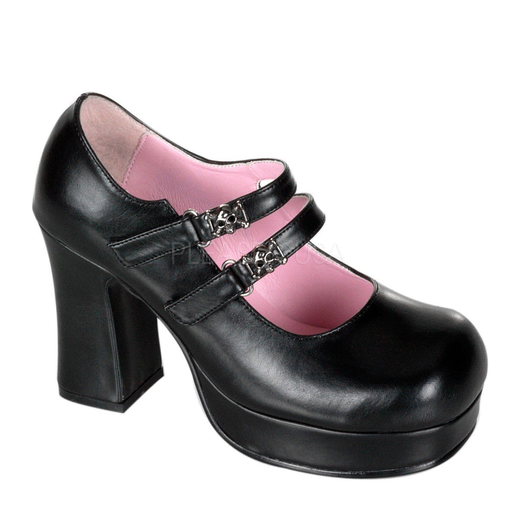 DEMONIA Gothika-09 Satin Lace Skull Goth Platforms Mary Janes Shoes 3.75" Heels - A Shoe Addiction