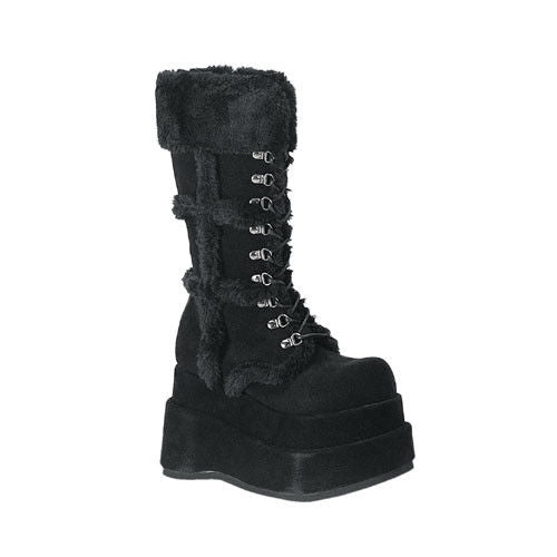 DEMONIA Bear-202 Black Vegan Suede Goth Barbarian Viking Cosplay Winter Boots - A Shoe Addiction