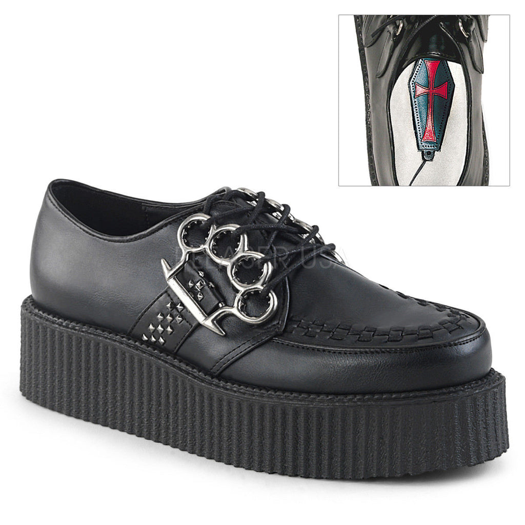 DEMONIA V-Creeper-516 Brass Knuckles Studs Goth Men's Unisex Platform Shoes - A Shoe Addiction