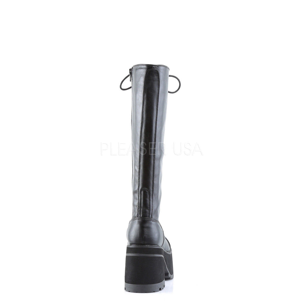 DEMONIA Ranger-302 Goth Punk Men's Unisex Combat Lace Up Zip Platform Knee Boots - A Shoe Addiction