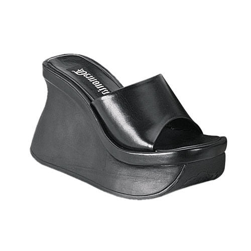 Discontinued DEMONIA Pace-01 Goth Punk Slip On Platform Slides Wedges Sandals - A Shoe Addiction