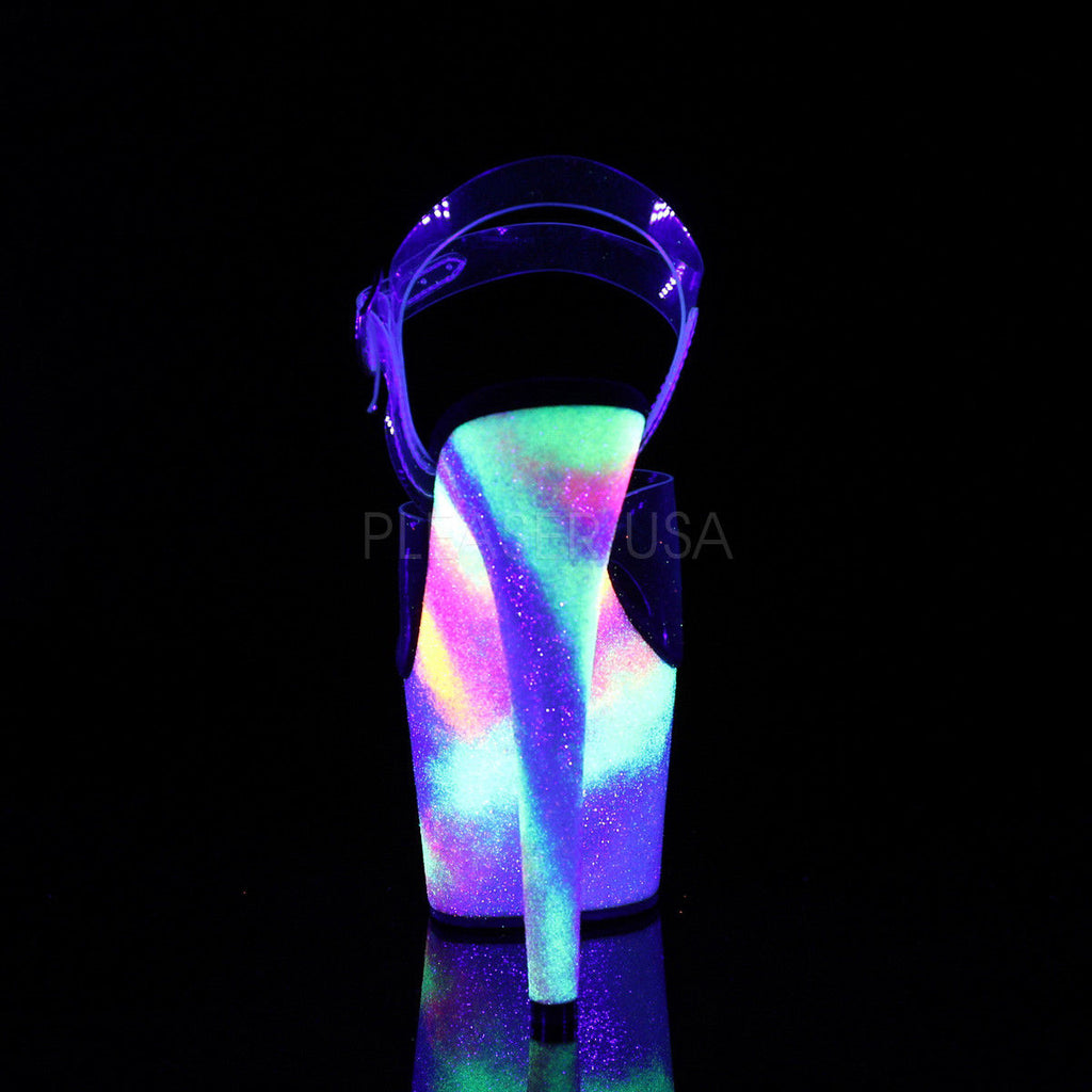 PLEASER Adore-708GXY Blacklight Reactive Galaxy Effect Glitter Stripper 7" Heels - A Shoe Addiction