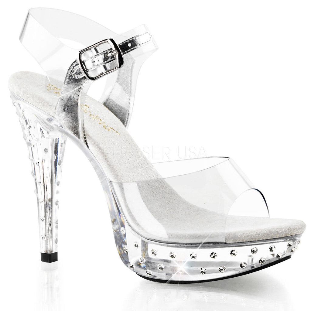 FABULICIOUS Cocktail-508SDT Clear Rhinestones Wedding Formal Ankle Straps Heels - A Shoe Addiction