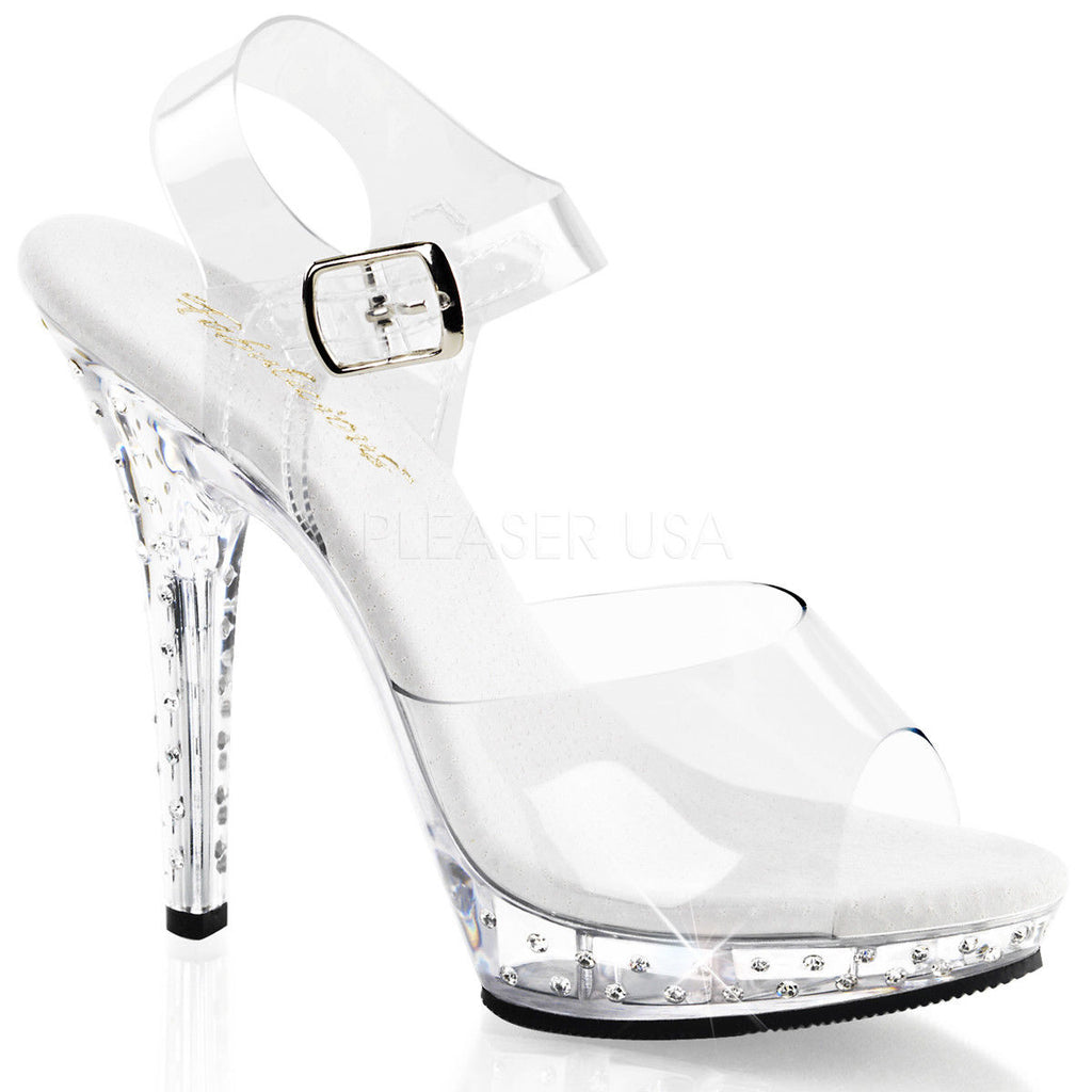 FABULICIOUS Lip-108SDT Clear Ankle Strap Rhinestones Party Club Dress 5" Heels - A Shoe Addiction