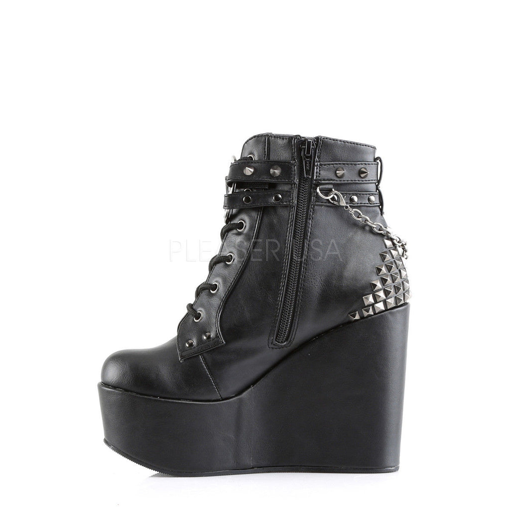 DEMONIA Poison-101 Goth Pentagram Cross Lightning Safety Pin Skull Charms Boots - A Shoe Addiction