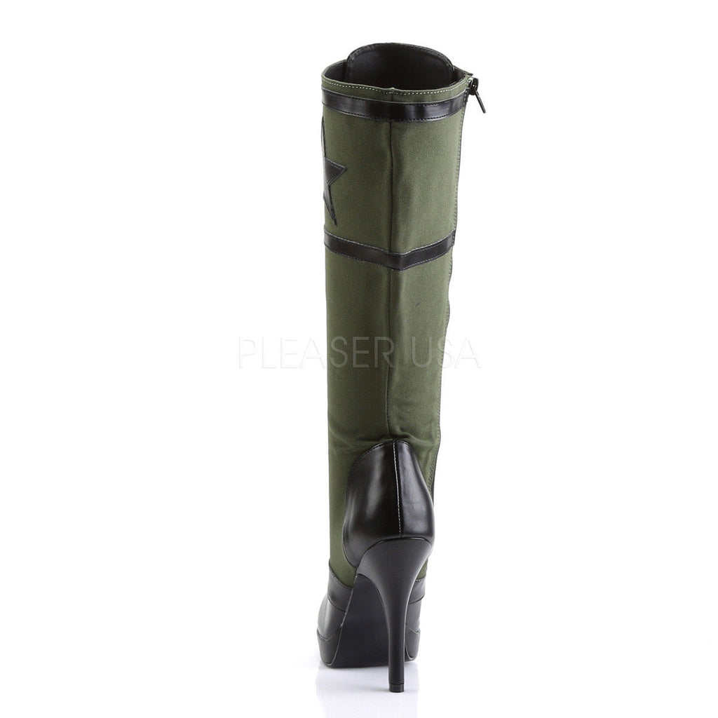 FUNTASMA Arena-2022 Army Green Khaki Star Military Cosplay Costume Knee Boots - A Shoe Addiction