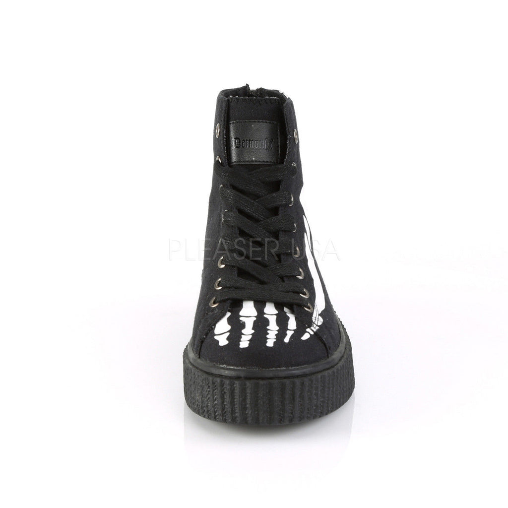 DEMONIA Sneeker-252 Men's Unisex Skeleton X-Ray Bone High Top Creeper Sneakers - A Shoe Addiction