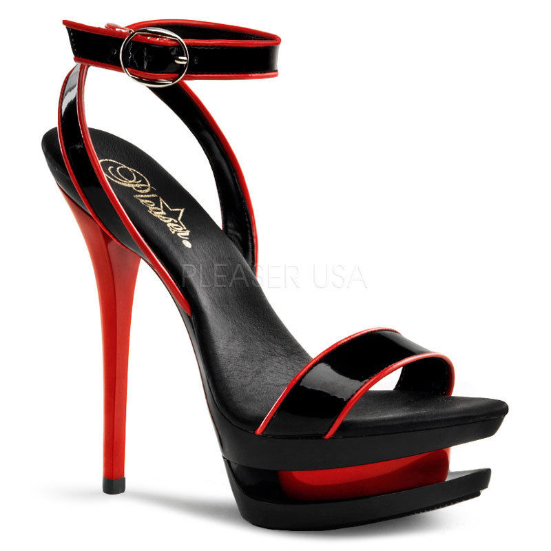PLEASER Blondie-631-2 Black Red Dress Party Club Double Platform 6" High Heels - A Shoe Addiction