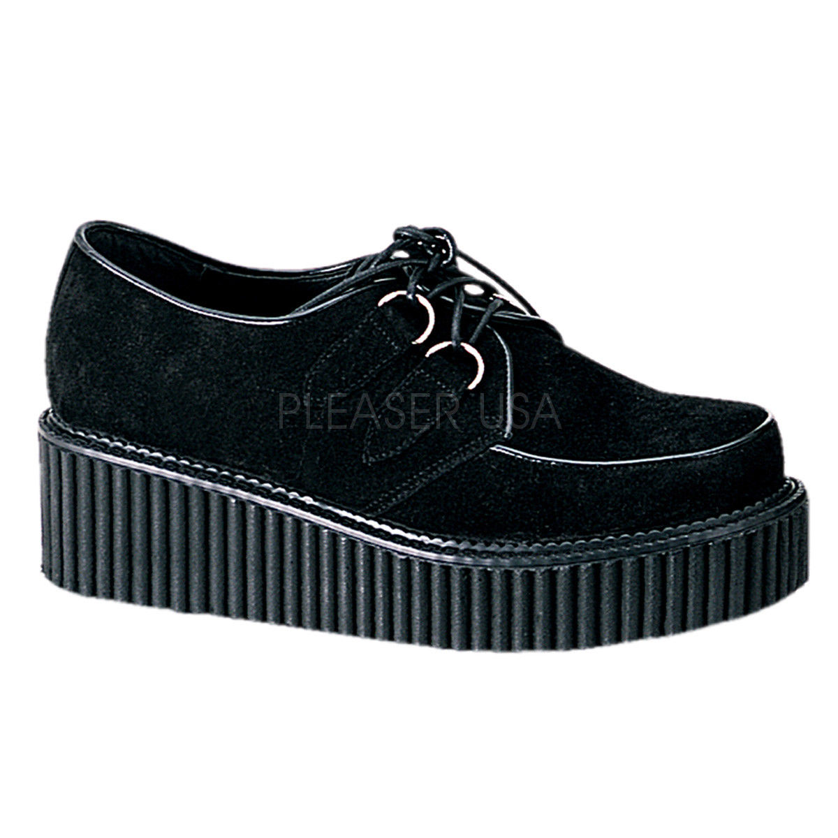 DEMONIA Creeper-101 Women's Black Suede Goth Punk Rockabilly 2" Platforms Shoes - A Shoe Addiction