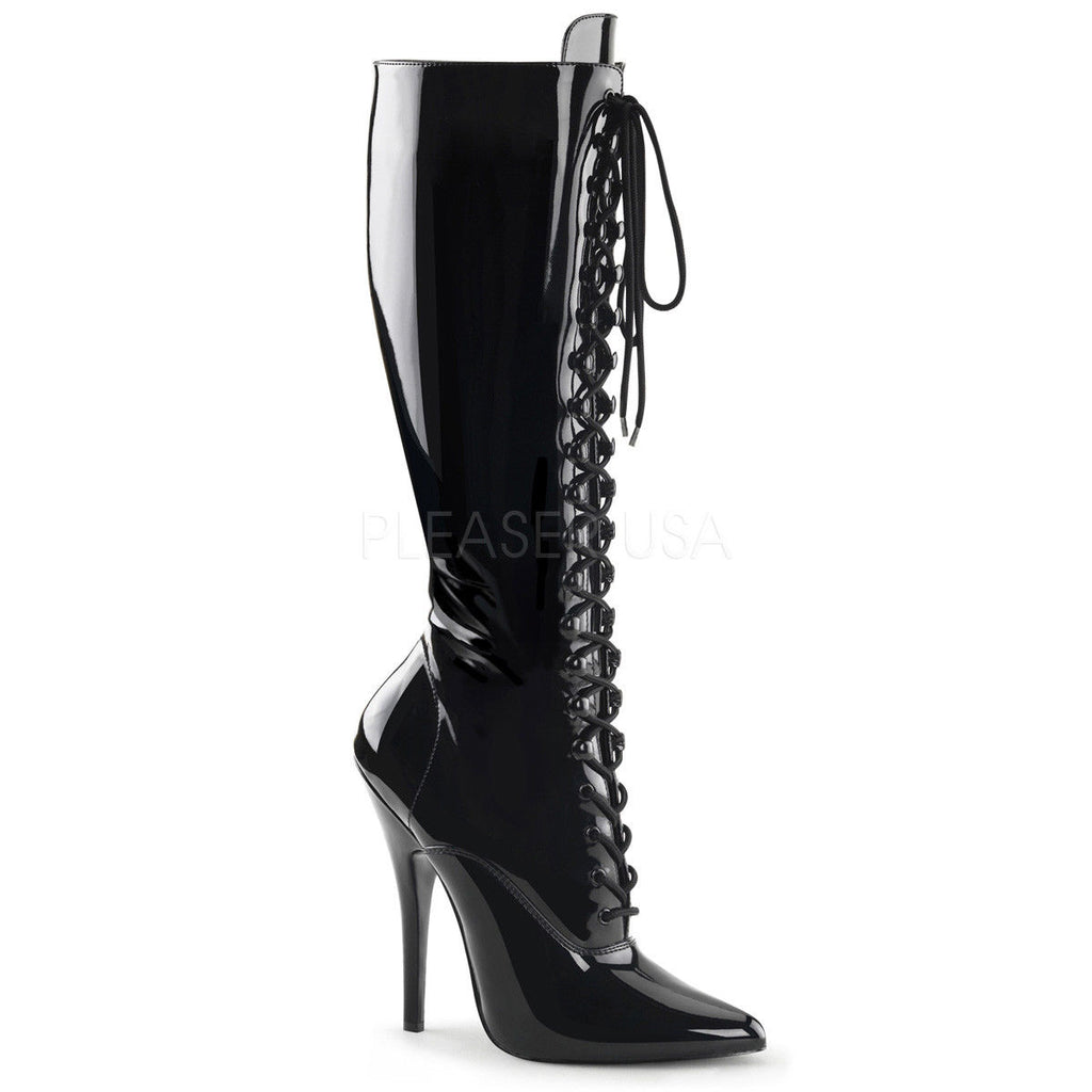 DEVIOUS Domina-2020 Fetish Lace Up Drag 6" Heels Knee Boots Women's Size 5-15 - A Shoe Addiction
