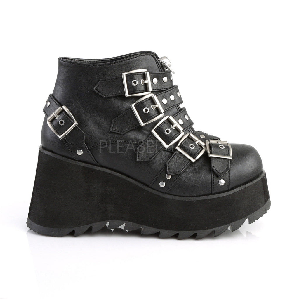 DEMONIA Scene-30 Goth Rocker Skull Zip Studded Buckles Strap Platform Ankle Boot - A Shoe Addiction