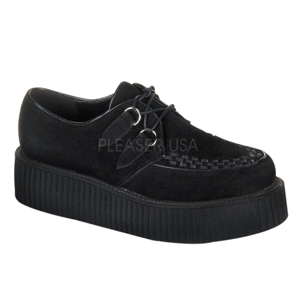 IN STOCK / SALE - DEMONIA Creeper-402S Goth Black Suede Shoes Men's 9 Women's 11 - A Shoe Addiction
