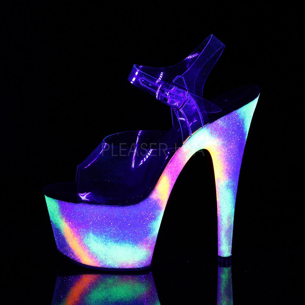 PLEASER Adore-708GXY Blacklight Reactive Galaxy Effect Glitter Stripper 7" Heels - A Shoe Addiction