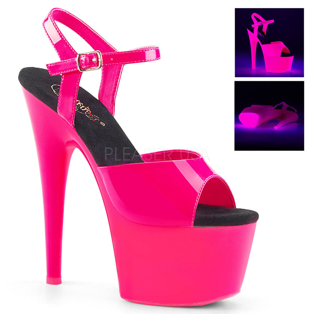PLEASER Adore-709UV Blacklight Reactive 7" Stripper Dancer Club Platforms Heels - A Shoe Addiction