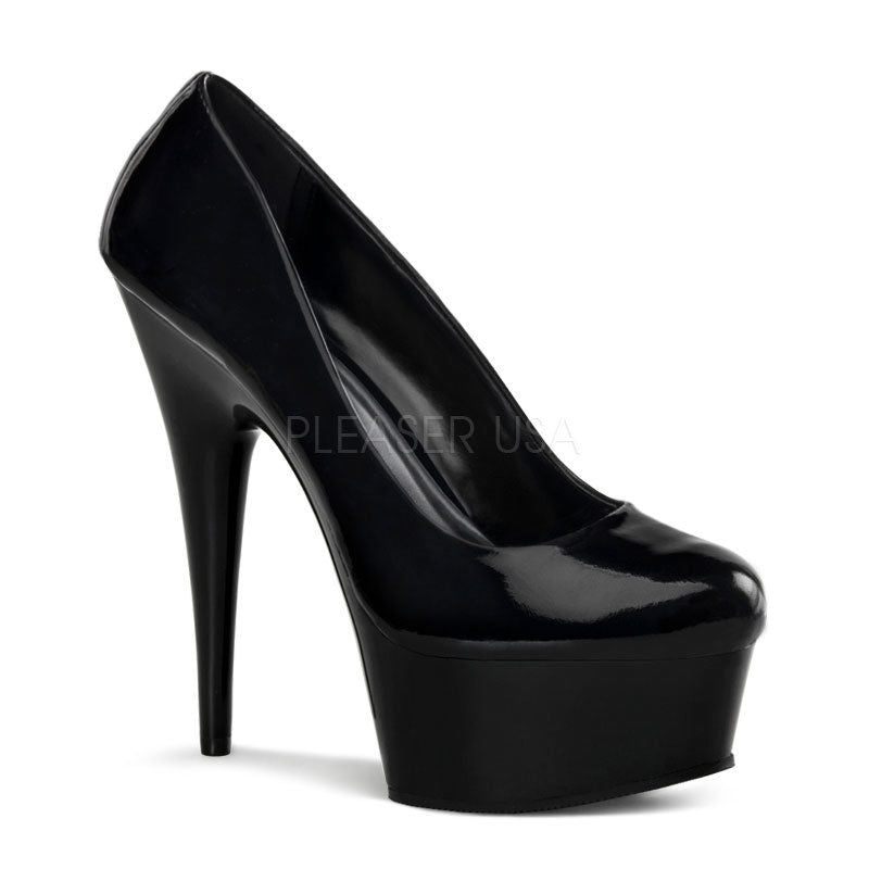 PLEASER Delight-685 Cream Nude Black Dress Work Posh Platform Pumps 6" Heels - A Shoe Addiction
