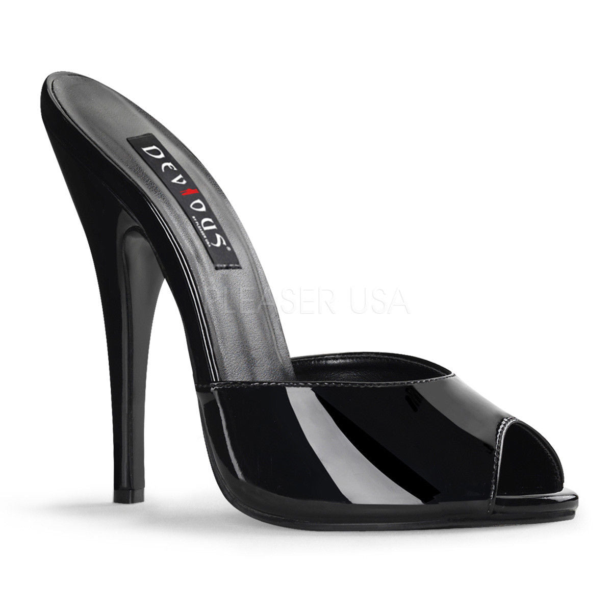 DEVIOUS Domina-101 Sexy Fetish Leather Slides Mules Drag 6" Heels Women's 4-15 - A Shoe Addiction