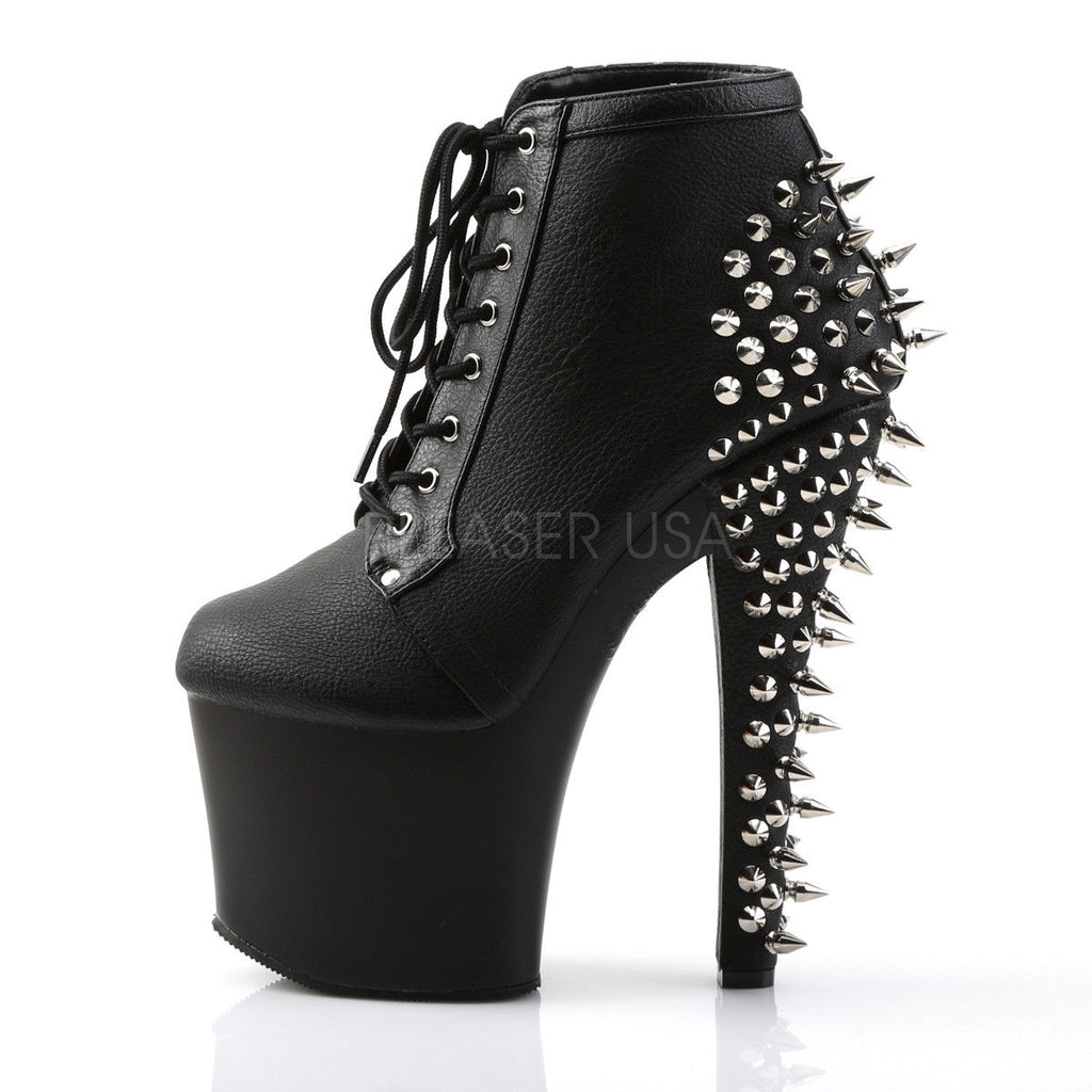 PLEASER Fearless-700-28 Goth Punk Spikes Studded Platform 7" Heels Ankle Boots - A Shoe Addiction
