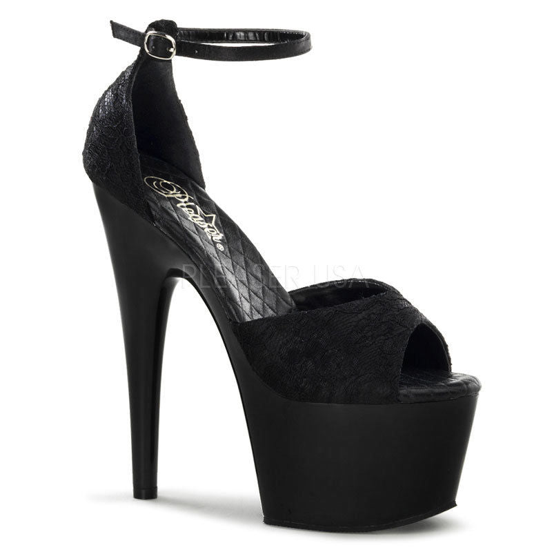 PLEASER ADORE-768 Black Lace Dress Party d'Orsay Club Strap Platforms 7" Heels - A Shoe Addiction