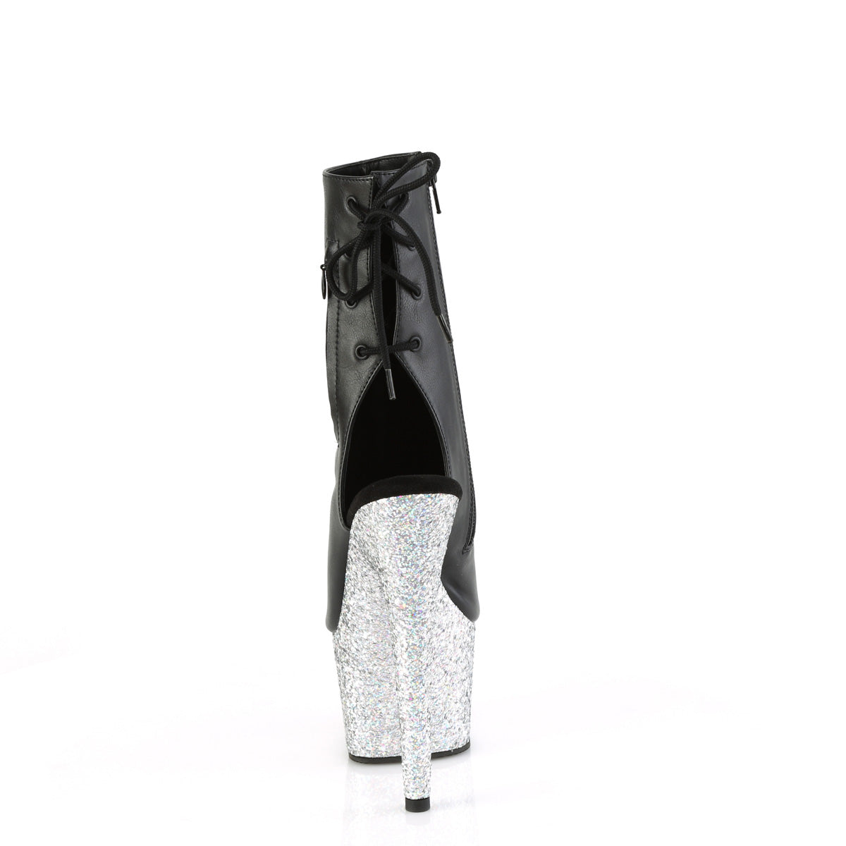 ADORE-1018LG - Black Faux Leather/Silver Multi Glitter Boots