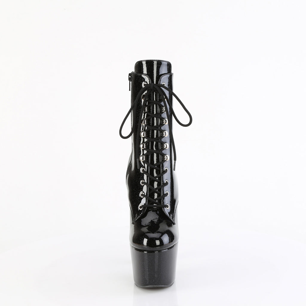 ADORE-1020GP - Black Glitter Patent Ankle Boots
