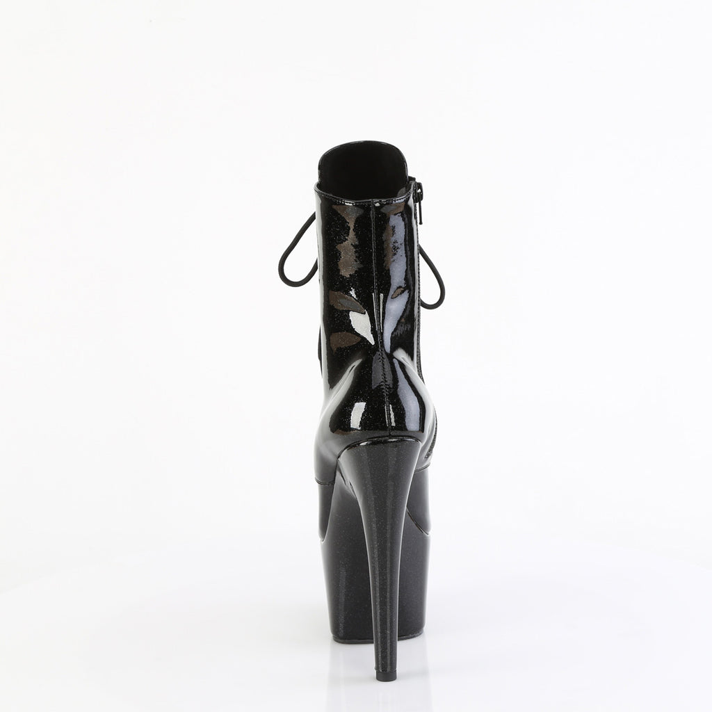ADORE-1020GP - Black Glitter Patent Ankle Boots