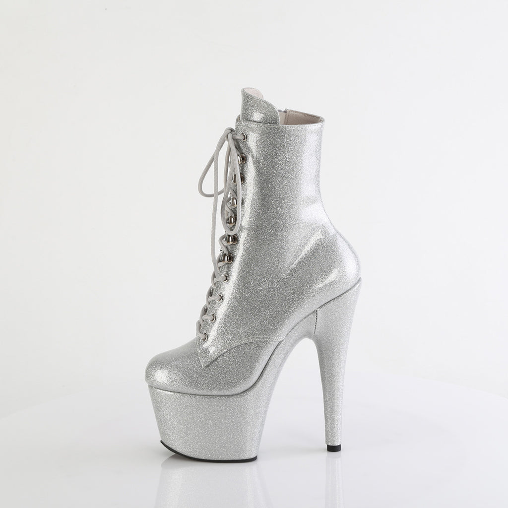 ADORE-1020GP - Silver Glitter Patent Ankle Boots