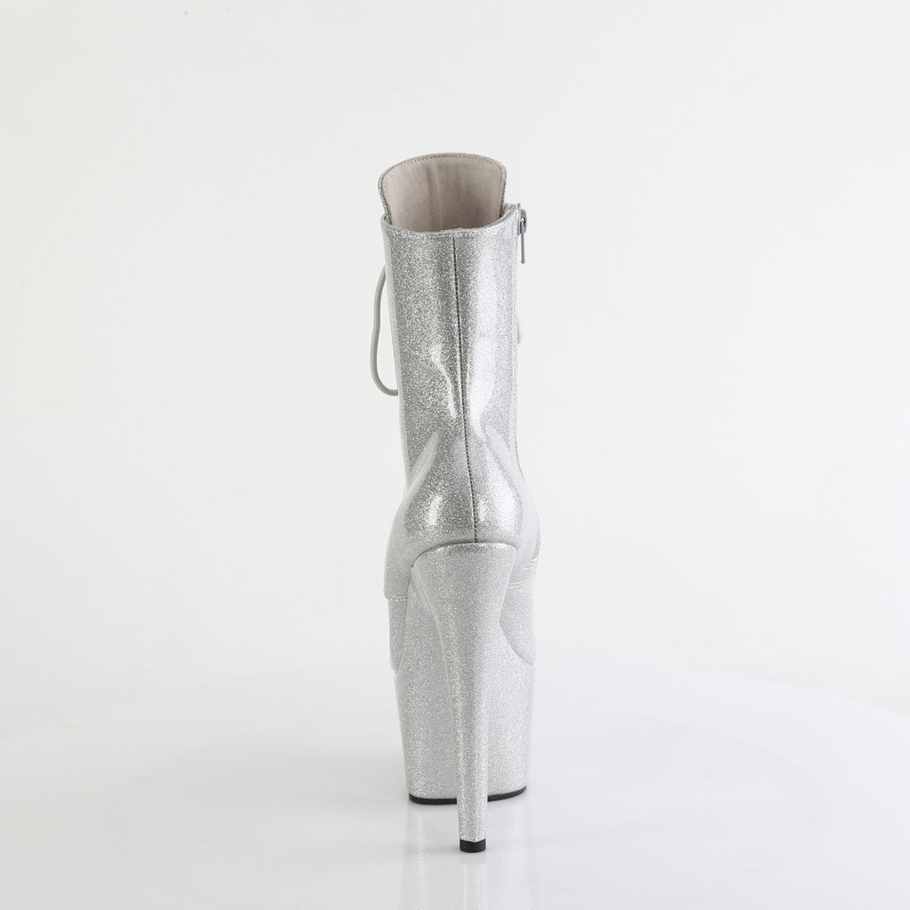 ADORE-1020GP - Silver Glitter Patent Ankle Boots