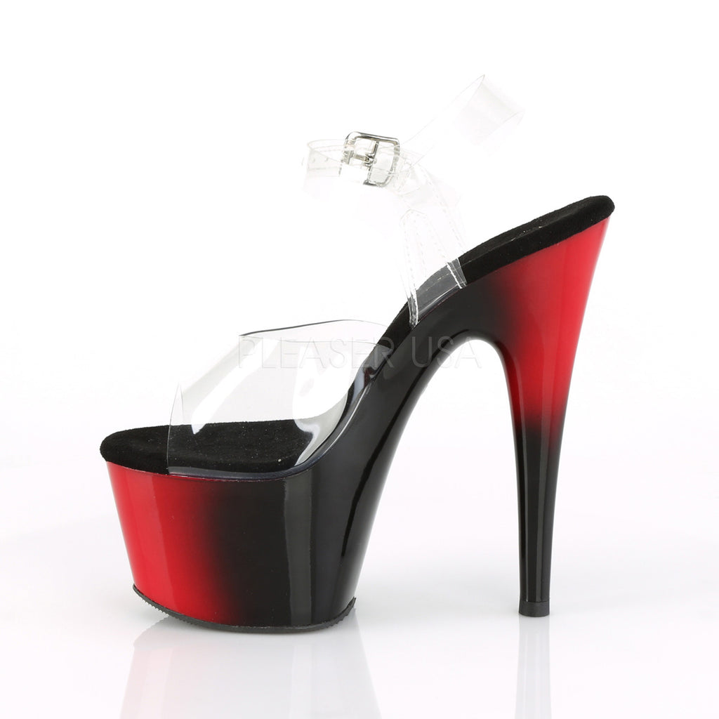 PLEASER Adore-708BR Two 2 Tone Black Red Sandals Club Platforms 7" Inch Heels - A Shoe Addiction