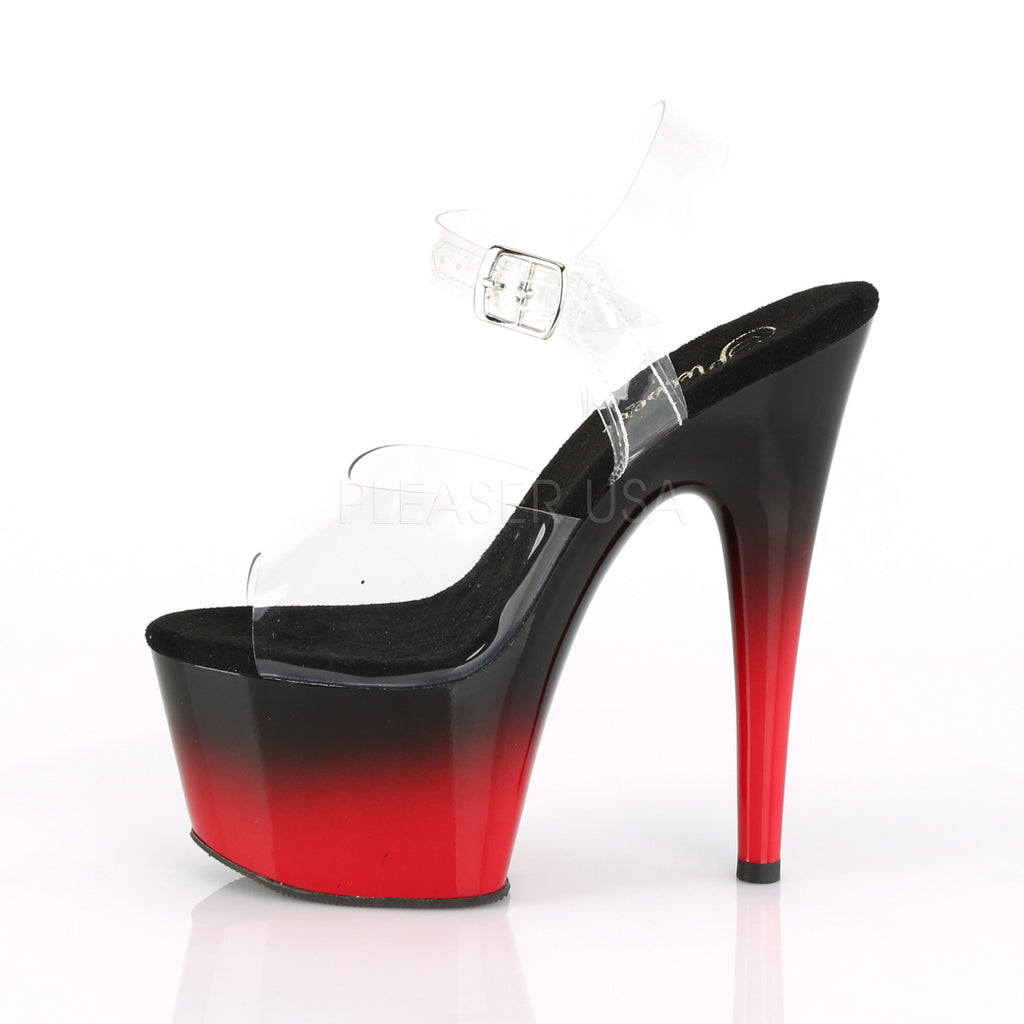 PLEASER Adore-708BR-H Two 2 Tone Black Red Sandals Club Platforms 7" Inch Heels - A Shoe Addiction