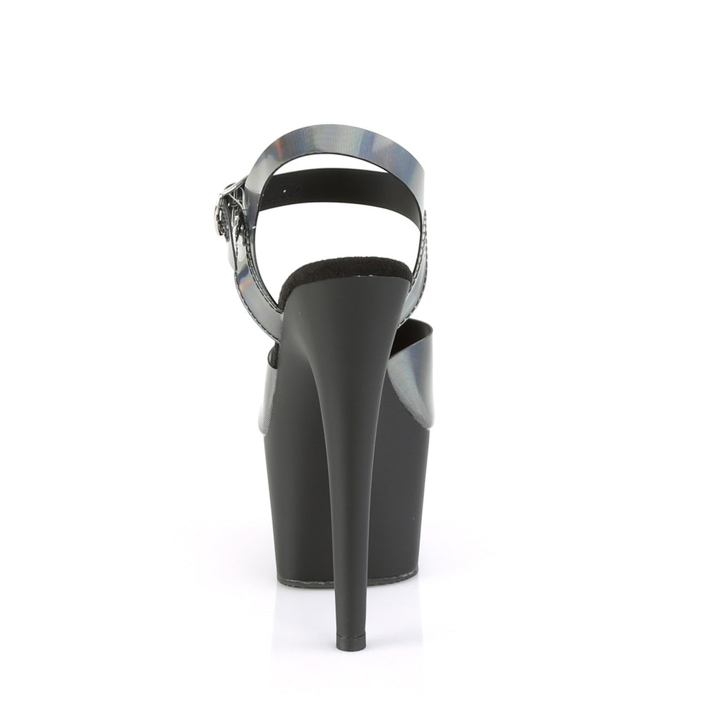 PLEASER Adore-708N-DT Pewter Hologram TPU 7" Ankle Straps Pole Platforms Heels - A Shoe Addiction