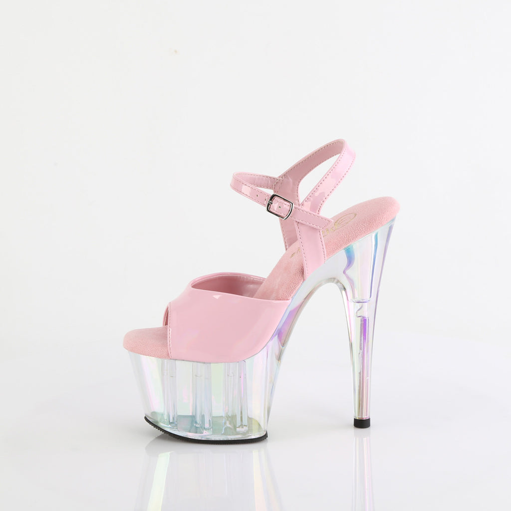 ADORE-709HT - Baby Pink Holo/Holo Tinted Platform Heels