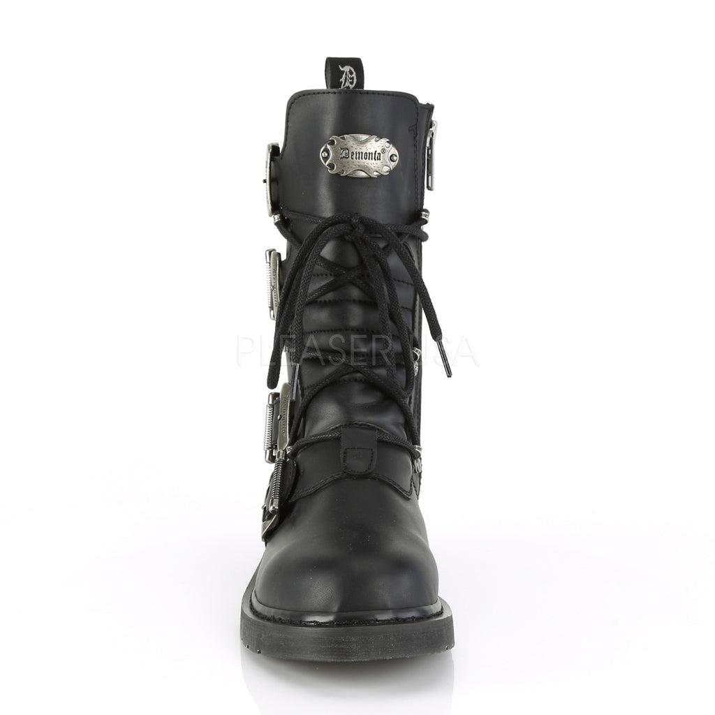 DEMONIA Bolt-265 Vegan Leather Mens Unisex Goth Rocker Biker Combat Boots - A Shoe Addiction