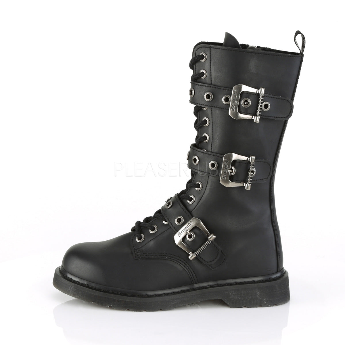 IN STOCK / SALE - DEMONIA Bolt-330 Black Vegan Leather Boots Men's 6 Women's 8 - A Shoe Addiction