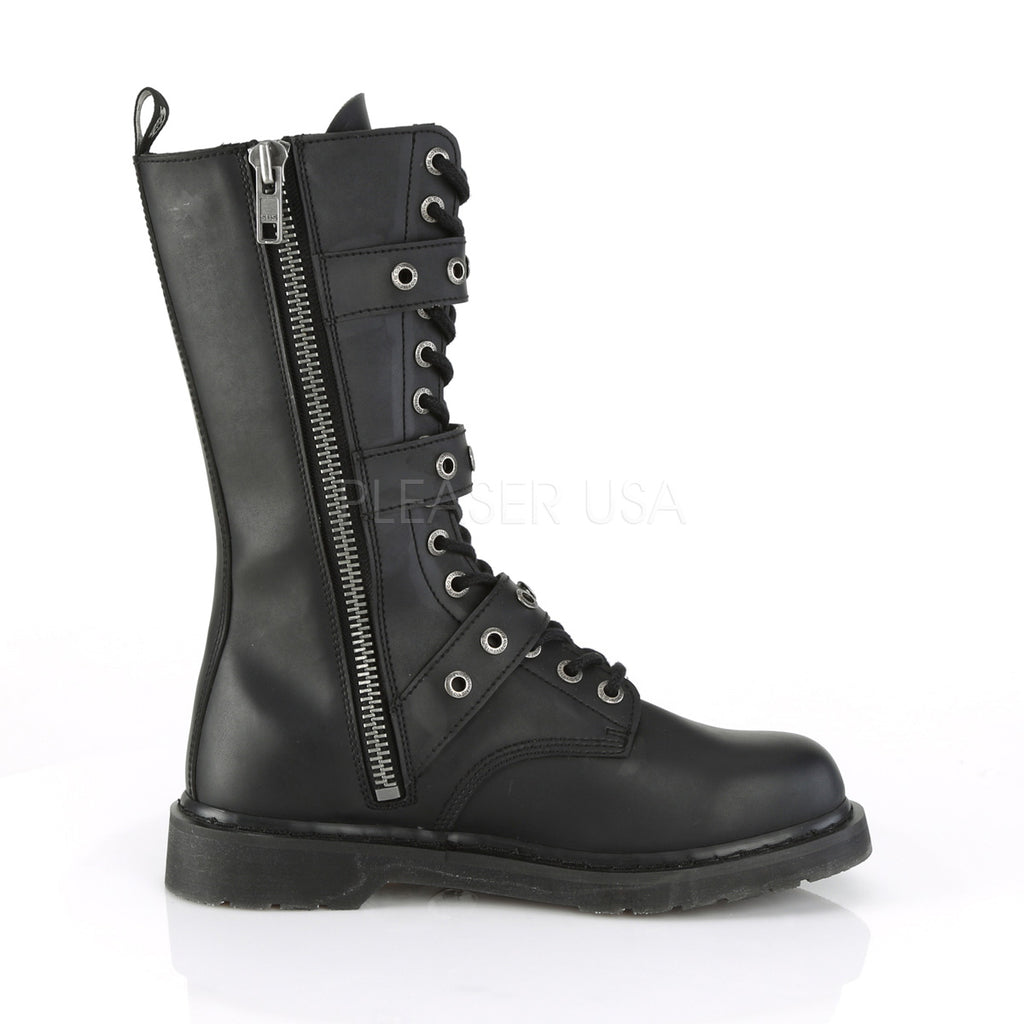 DEMONIA Bolt-330 Vegan Leather Mens Unisex Goth Rocker Biker Combat Boots - A Shoe Addiction