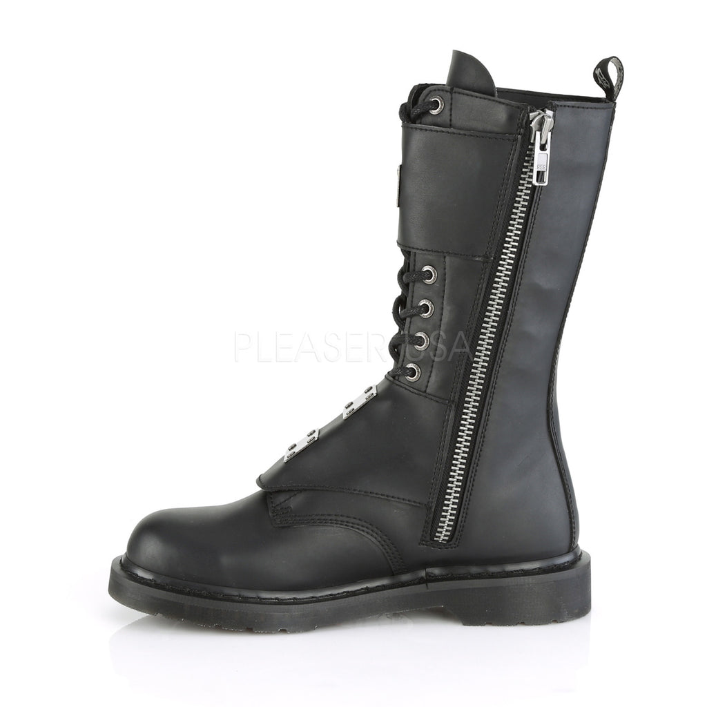 DEMONIA Bolt-345 Vegan Leather Mens Unisex Goth Rocker Biker Combat Boots - A Shoe Addiction