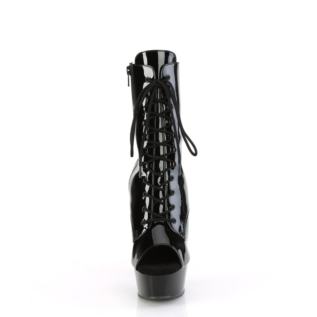 DELIGHT-1021 - Black Patent Ankle Boots