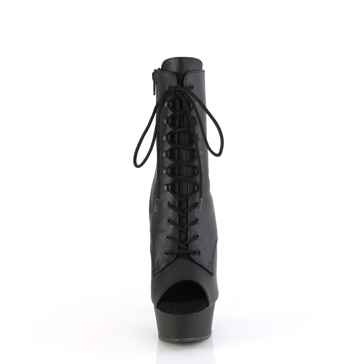 DELIGHT-1021 - Black Faux Leather Ankle Boots