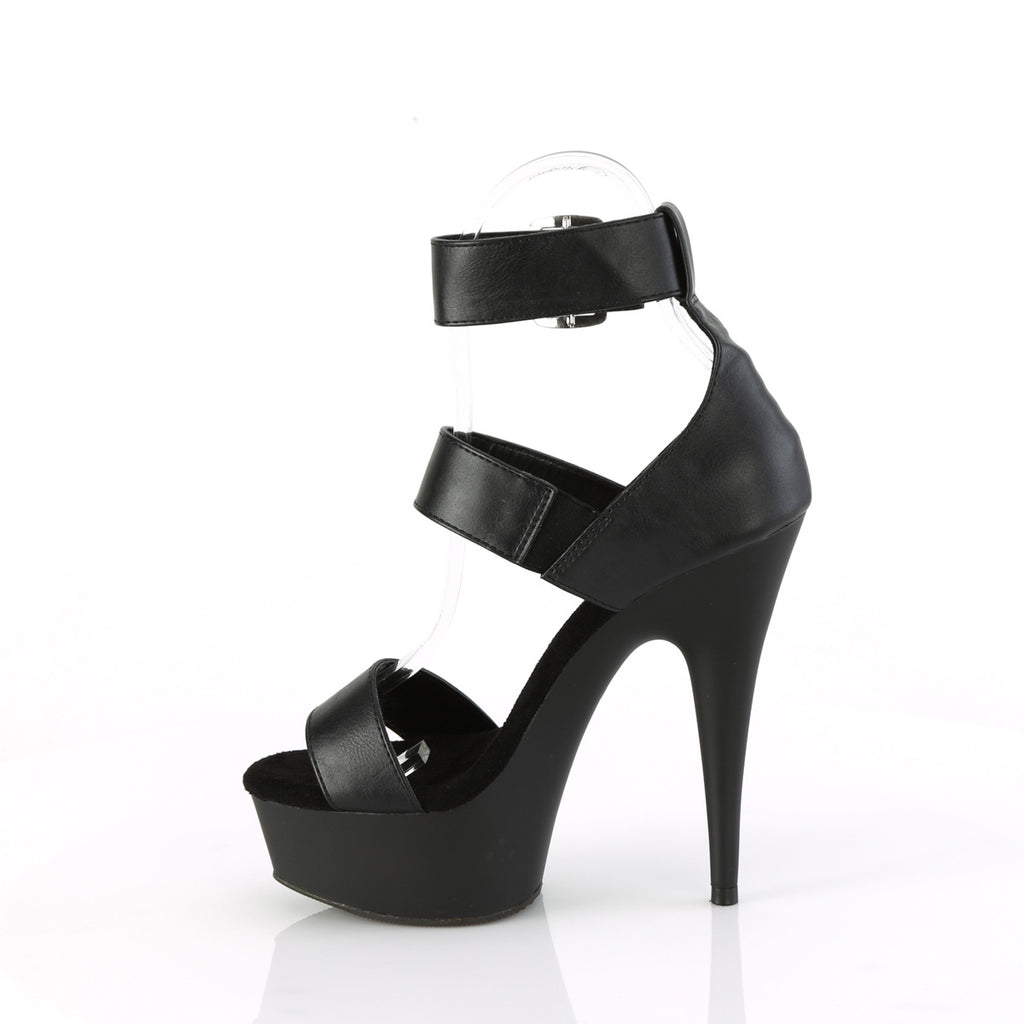 DELIGHT-629 - Black Faux Leather Platform Heels