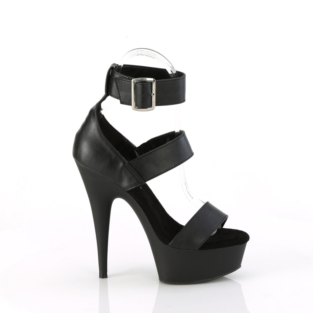 DELIGHT-629 - Black Faux Leather Platform Heels