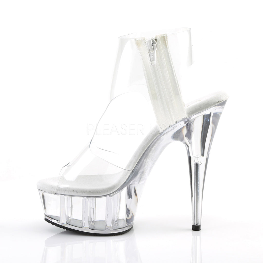 PLEASER Delight-633 Clear Stripper Pole Dancer T-Strap Platform Bootie 6" Heels - A Shoe Addiction